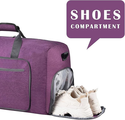 Felipe Varela Duffle Bag with Shoes Compartment and Adjustable Strap,Foldable Travel Duffel Bags for Men Women,Waterproof Duffel Bags