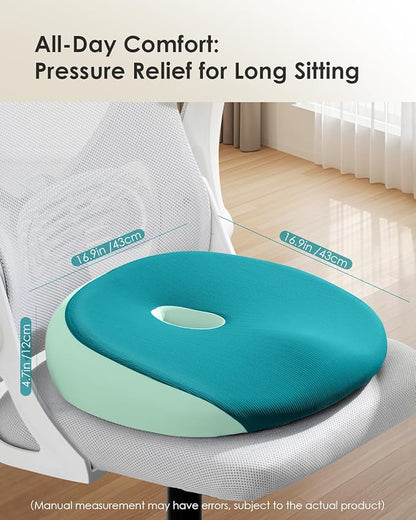 FLORICH Seat Cushion, Memory Foam Cushion for Office Chair, Ergonomic Office Seat Chair Cushion for Relieving Sciatica, Soft & Breathable Car Seat Cushion - Green