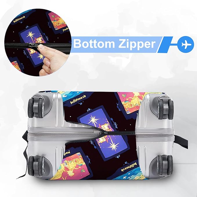 ANNA QUEEN Travel Luggage Cover Suitcase Protector Suitcase Cover Anti-Scratch,Stretchable Bag Cover Washable Durable Polyester with Elastic Hem with Zipper Closure