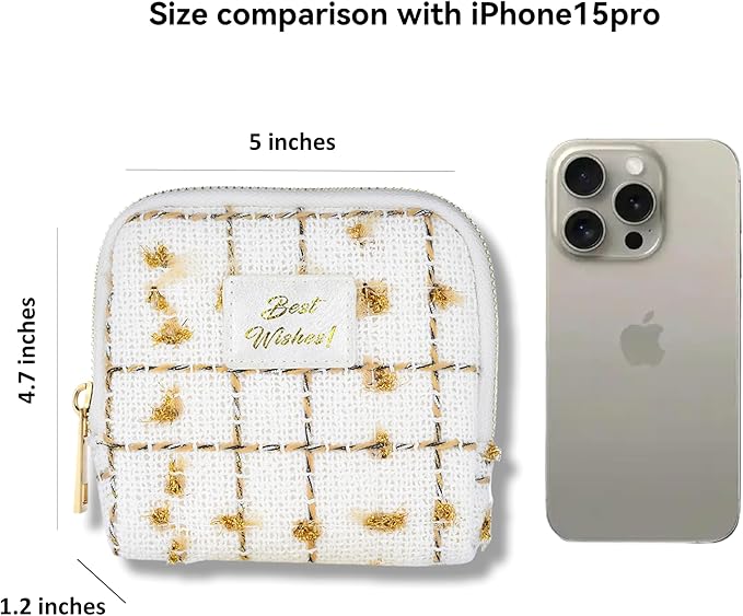 Small Travel Jewelry Case, Soft Tweed Organizer Pouch for Bangle, Bracelets, large Earrings, Beaded necklace, Anti-Scratch & Portable Jewelry Bag Holder for Travel & Everyday Use (Sunbeam Grid)