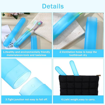 40 Pcs Travel Toothbrush Holder Case Portable Toothbrushs Containers Breathable Toothbrush Storage Assort Color for Travel Trip Home School Camping Business, Blue
