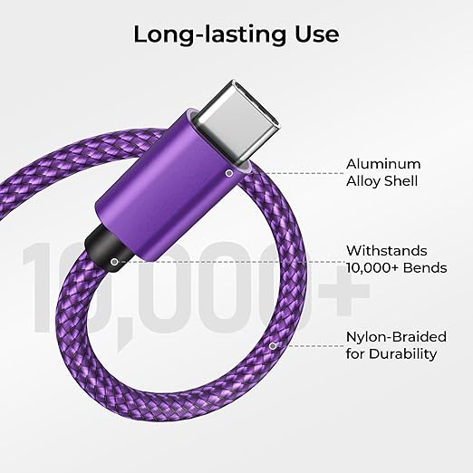 Basesailor USB Type C Charger Cable 3-Pack 3.3/6.6/10FT,Charging Cord for Samsung Galaxy Tab A 10.1 A7 S8 S7 S6 S5E,Z Flip Fold,Note 20,S9 S10 S10E S23 S20 S21 S22 FE Lite Plus Ultra,Google Pixel