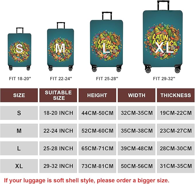 WUJIAONIAO Travel Luggage Cover Baggage Suitcase Cover Protector Skins 18-32 Inch (US-Area, XL (for 29-32 inch luggage))