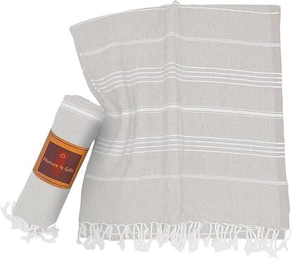 Beach Towel 100% Cotton Turkish Beach Towel Adult 38x70 Inch Pre-washed Absorbent Extra Large|Sand Free Quick Dry BathTowels|Lightweight Blanket|Travel Cruise Camping Spa Gym Yoga Towel|Dapple Grey