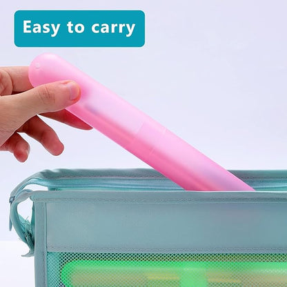 30 Pack Travel Toothbrush Case, Plastic Portable Toothbrush Storage, Dust-Proof Toothbrush Case, Breathable Toothbrush Holder for Travel Business Camping School Home, 7 Colors