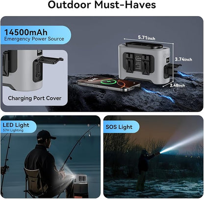 AMACOOL 14500mAh Portable Waist Fan, Strong Wind Power for Full Body Cooling Shirt Fan, 5 Speed Wearable Belt Clip on Fans, Battery Operated Personal Neck Fans for Outdoor Work Camping Travel