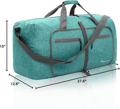 Dimayar 85L Travel Duffle Bag for Men Women - Foldable Duffel Bag with Shoes Compartment - Overnight Bags Waterproof & Tear Resistant(Mint Green)