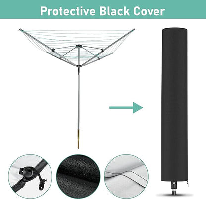 Umbrella Drying Rack Outdoor Umbrella Clothesline Rotary Retractable Clothes Line Adjustable Height 4 Arms Heavy Duty Clothesline Drying Rack 12 Lines with 165 Feet Clothes Line for Backyard