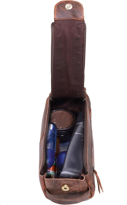 cuero Genuine Buffalo Leather Unisex Toiletry Bag Travel Leather Dopp Kit Made With High Class Buffalo Leather