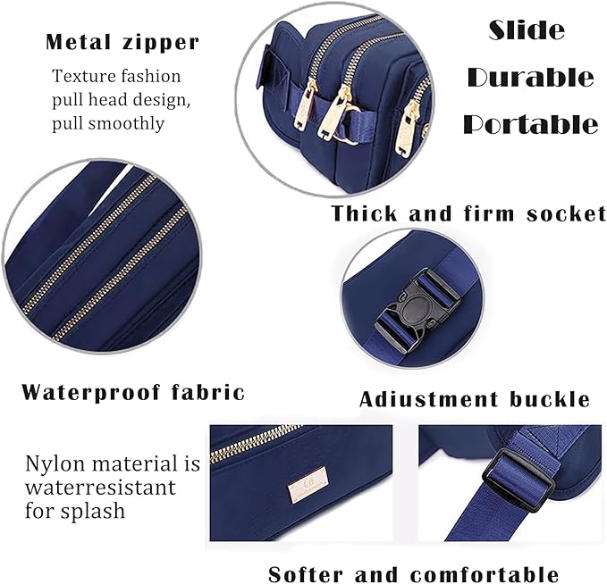 Extra Large Fashion Fanny Pack for Men Women, Waist Bag for Waterproof Hiking Running Biking Gym Outdoor Sports Travel Belt Bag (Navy Blue)