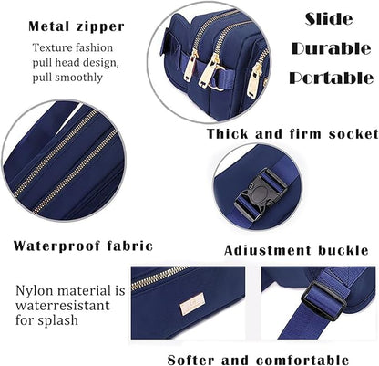 Extra Large Fashion Fanny Pack for Men Women, Waist Bag for Waterproof Hiking Running Biking Gym Outdoor Sports Travel Belt Bag (Navy Blue)