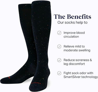 Comrad Recycled Cotton Knee High Socks - 15-20mmHg Graduated Compression Socks - Soft & Breathable Support Socks, Unisex