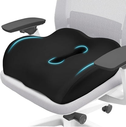 Donut Pillow with Lengthened Center Hole Suspends Tailbone & Sensitive Area, Relieves Pressure for Hemorrhoid and Coccyx Pain, Ergonomic Office & Car Seat Cushion for Prolonged Sitting