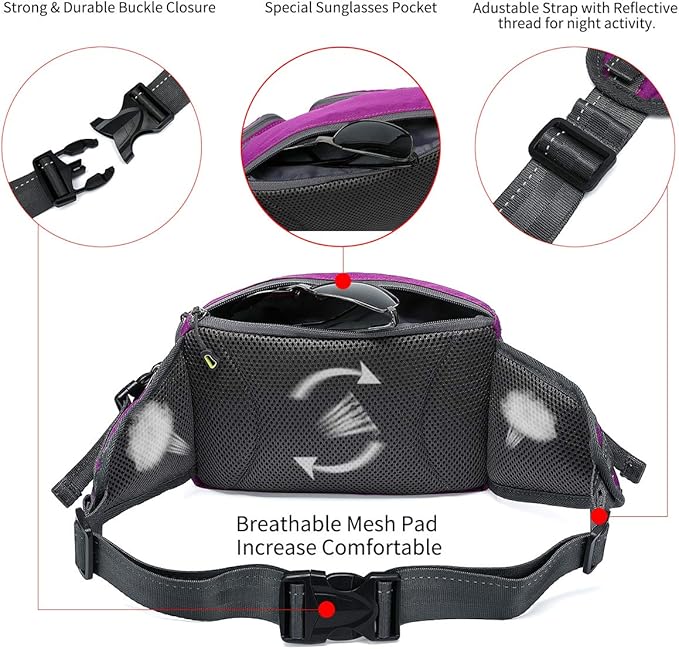 TUDEQU Hiking Fanny Pack for Men Women Large Hiking Waist Packs Mens Fanny Pack Crossbody Waist Bag for Men for Travel