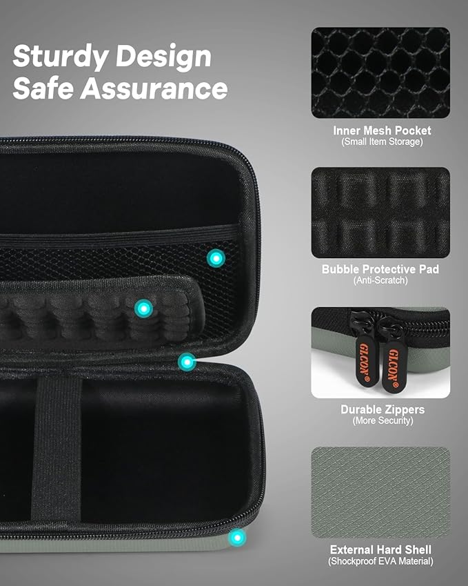 Gray-Green Hard Shell Carrying Case for External Hard Drive, Hard Disk, Power Bank, Charger, Cable, Cell Phone, Electronic Accessories - Larger Capacity Storage Pouch Shockproof Travel Case Bag