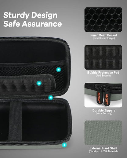 Gray-Green Hard Shell Carrying Case for External Hard Drive, Hard Disk, Power Bank, Charger, Cable, Cell Phone, Electronic Accessories - Larger Capacity Storage Pouch Shockproof Travel Case Bag