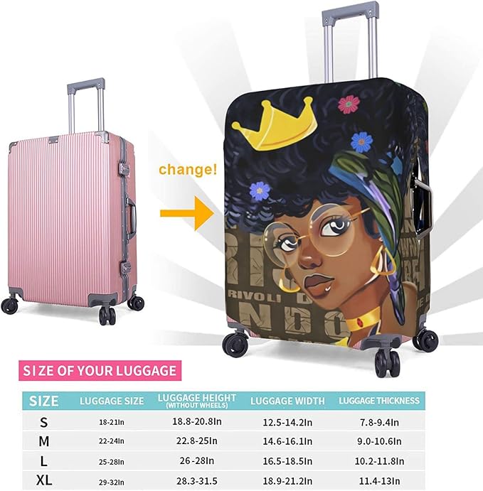 Suitcase covers for luggage luggage cover for Suitcase Washable Suitcase Protector Anti-scratch Suitcase cover X-Large African American Afro Black Girl