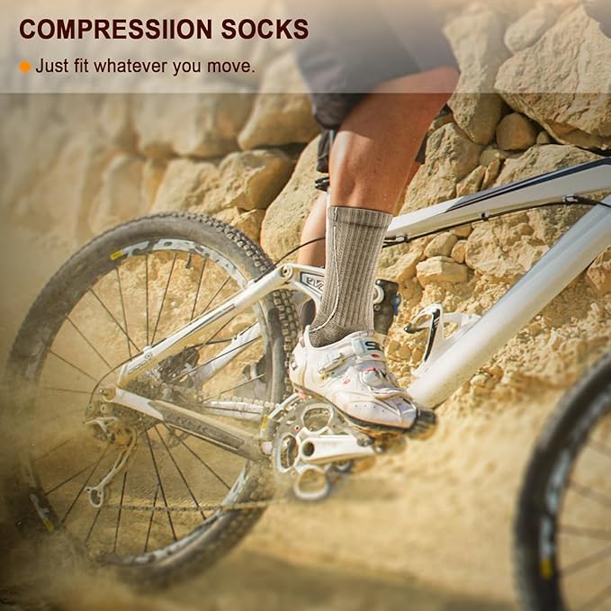 BULLIANT Compression Socks for Men 6Pairs, Athletic Crew Socks Cushioned For Men Sports Running-Arch Support