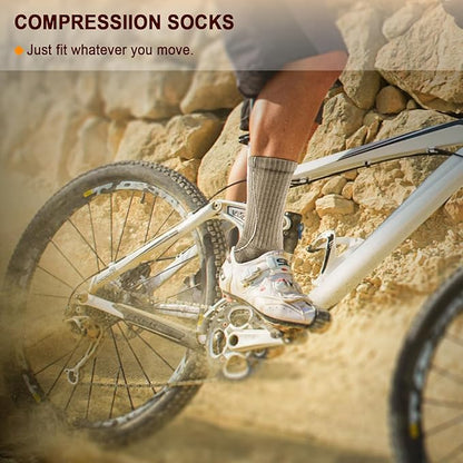BULLIANT Compression Socks for Men 6Pairs, Athletic Crew Socks Cushioned For Men Sports Running-Arch Support