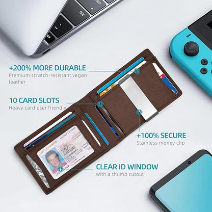 Zitahli Men's Wallets Airtag Holder Slim Rfid Leather with Gift Box