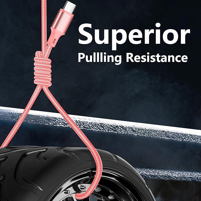 USB C to USB C Charger Cable, 5 Pack [3/3/6/6/10ft] Type C Fast Charging Cord High Data & Transfer Wire Compatible for iPhone 16/15/Pro/Plus/Pro Max iPad Pro Air 5 Samsung Galaxy(Pink)