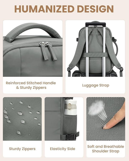 Travel Backpack for Women Man, Waterproof Personal Item Travel Bag Airline Approved Laptop Backpack Bookbag Weekender bags for Business,Travel, Work Fits 15.6 inch Laptop(Medium,Green)