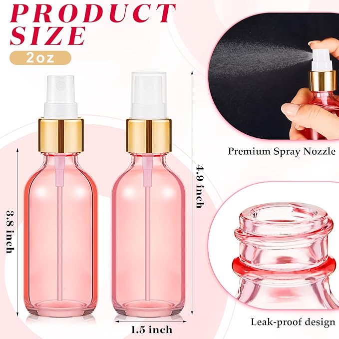 Roshtia 30 Pcs 2 oz/ 60 ml Rose Gold Glass Spray Bottle Refillable Perfume Atomizer Clear Decorative Empty Bottles with Fine Mist Sprayer Pump for Face Body Travel