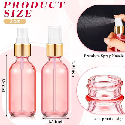 Roshtia 30 Pcs 2 oz/ 60 ml Rose Gold Glass Spray Bottle Refillable Perfume Atomizer Clear Decorative Empty Bottles with Fine Mist Sprayer Pump for Face Body Travel