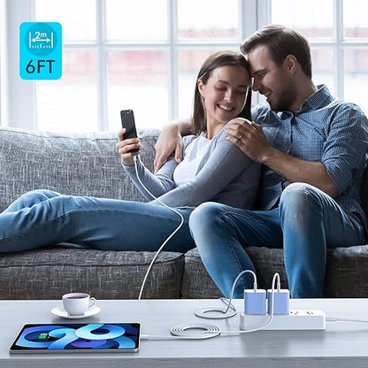 Apple iPhone 17 16 15 Charger Fast Charging [Apple MFi Certified]3Pack 20W USB Type C Charging Block with Long 6 FT Fast Charging Cable for iPhone 17/17 Air/16Pro/Pro Max,iPhone 15/15 ProMax/Plus/iPad