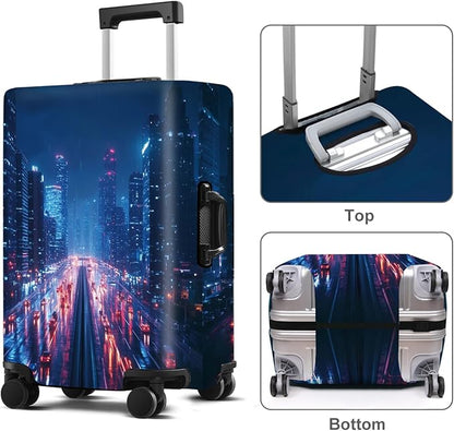Luggage Cover Washable Suitcase Protector Anti-scratch Suitcase cover Fits 20-34 Inch Luggage (City Night, L(28-30inch suitcase))