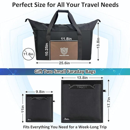 Faraday Bag for Large Electronics, Military-Grade XL Faraday Bag Protection For RF Shielding, Signal Blocking, Privacy, Signal-Blocking, Anti-tracking, Faraday Cage With 2 Detachable Faraday bags