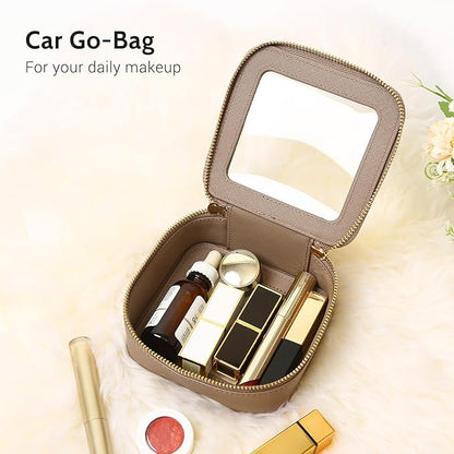 Aveniee Clear Makeup Bag Set (2-Piece Mini & Midi) - Travel Toiletry Organizer for Women, Waterproof Cosmetic Pouch & Car Accessory for Travel Size Toiletries, Taupe