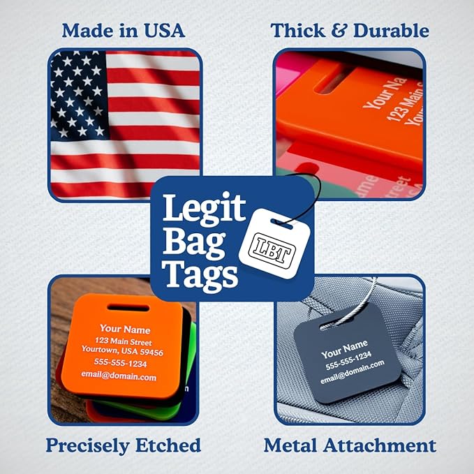 Custom Luggage Tags (3 or 6 Pack) - Personalized Unique Suitcase & Backpack Travel, Durable, Waterproof & Heavy Duty (Lime)