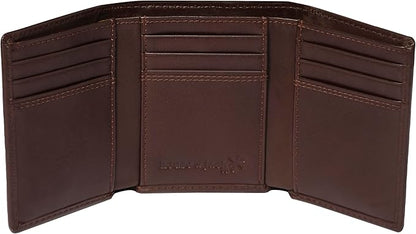 House of Jack Co. Dutton RFID Trifold Wallet for Men with Flip Out ID, Full Grain Cowhide Leather Wallet, Brown
