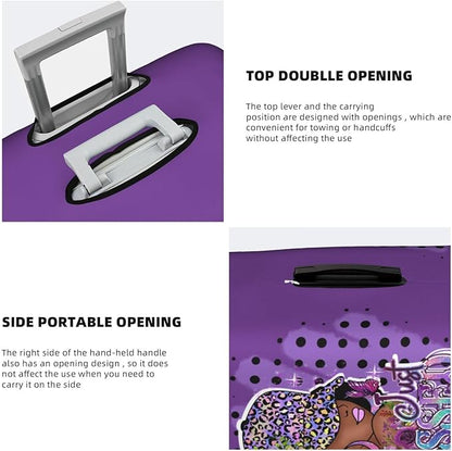 Travel Suitcase Protector African American Girl Elastic Protective Washable Luggage Cover With Concealed Zipper Suitable For 18-32 Inch(M (for 22-24 inch luggage))