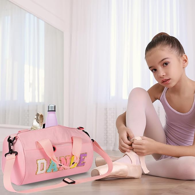 Dance Ballet Bag for Girls Sport Gym Duffle Bags Overnight Travel Bags Fun Dance Workout Duffel Bag Toddler Cute Bag for Dancers, Girls, Teens, Student Athletes