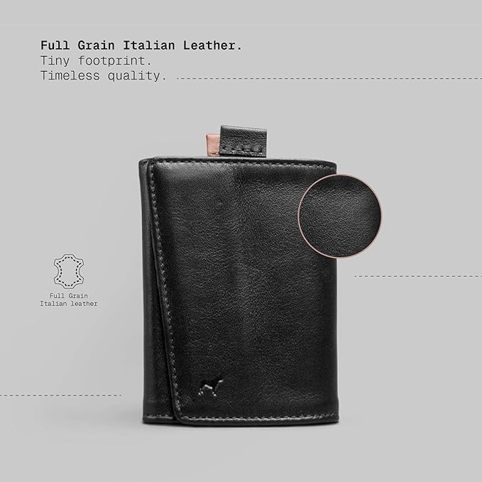 The Frenchie Co. - Speed Wallet Mini - Ultra-Slim RFID Card Holder - Quick-Access Pull Tab for Fast Access - Full-Grain Italian Leather Minimalist Front Pocket Wallet
