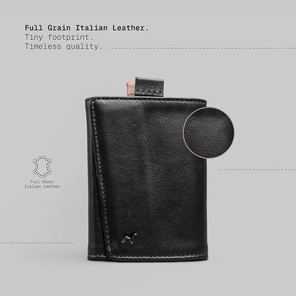 The Frenchie Co. - Speed Wallet Mini - Ultra-Slim RFID Card Holder - Quick-Access Pull Tab for Fast Access - Full-Grain Italian Leather Minimalist Front Pocket Wallet