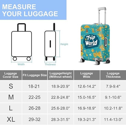 ANNA QUEEN Trip Word Travel Luggage Cover Suitcase Protector Suitcase Cover Anti-Scratch,Stretchable Fit for 18-32Inch Luggage,Travel Bag Cover Washable XL(fits 29-32Inch suitcase)