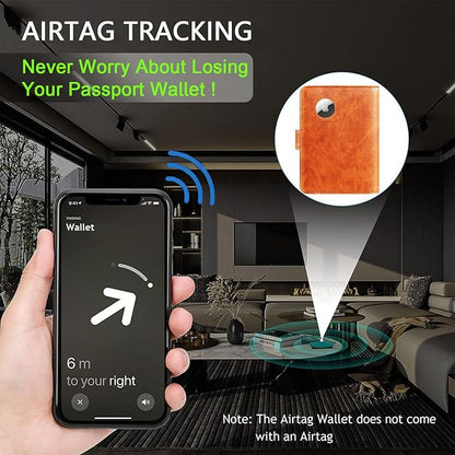 Airtag Passport Holder Cover Wallet RFID Blocking Leather Case Travel Essentials Luggage Accessories Travel Must Have(118#Claybank)