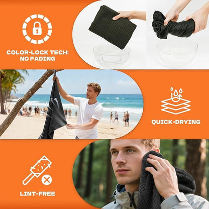 Microfiber Sweat Towel Quick Dry Lightweight Absorbent 3 Pack，Fast Drying 27‘’ X 55‘’ Negative Ions Odorless Gym Towels for Men & Women Yoga Sports Travel Outdoor Camping Gym (Large Black)