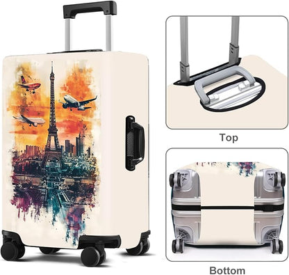 Luggage Cover Washable Suitcase Protector Anti-scratch Suitcase cover Fits 20-34 Inch Luggage (Tower-1, M(24-26inch suitcase))