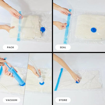 10 XL Jumbo Vacuum Storage Bags with Pump, Extra Large Compression Space Saver for Comforter, Duvet, Bedding, Blanket Storage, Vacuum Seal Bags for Clothing, Luggage Closet Organizer