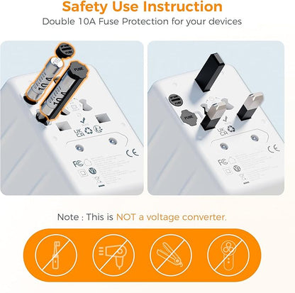 TESSAN Universal Travel Adapter 35W, International Plug Adaptor with 3 USB C and 2 USB A Charging Ports, Worldwide Power Outlet for US to European EU UK AUS Ireland(Type C/G/A/I)