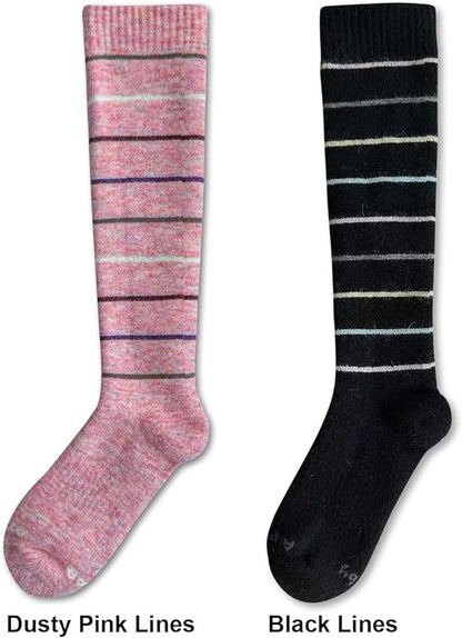 Alpaca Wool Heavyweight Knee High Compression Socks, Thick Winter Thermal Warm Soft Circulation Travel Flying