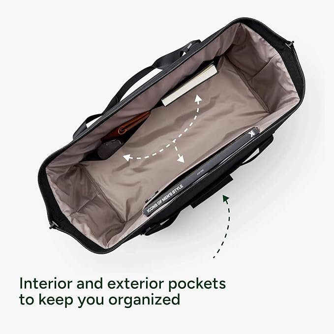 Halfday Double Decker Weekender Bag 40L | Designed for Easy Packing & Storage (Padded Strap, Zippered Bottom Compartment, Interior Mesh Pockets, Trolley Sleeve, Water-Resistant Fabric), Jet