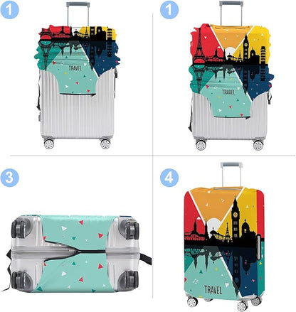 Luggage Cover Washable Suitcase Protector Anti-Scratch,Stretchable Fit for 20-34Inch Luggage Durable Travel Bag Cover with Zipper Closure (Travel-2, S(fits 20-22inch suitcase))