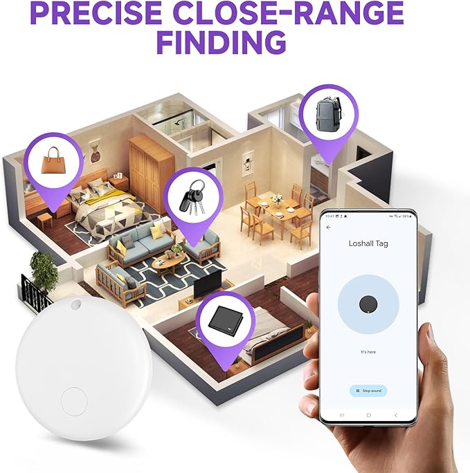 Eelexa Air Tag for Android (NOT for iOS or Huawei) Air Tags Luggage Tracker Tags Bluetooth Tracker for Android Smart Tracking Tag for Google Find My Device App Item Finder for Backpack, Keys (2 White)