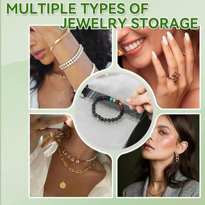 Jewelry Organizer Case Travel Clear Earring Organizer Case Transparent Jewelry Storage Book with Clear Zippered Jewelry Pouch (Black, with 48 Pcs large Jewelry Pouches)