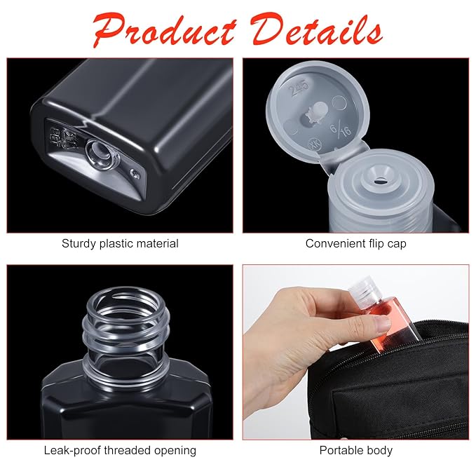 100Pcs 1oz empty travel size bottles 30ml Flip Cap small lotion bottles mini plastic bottle for toiletries clear refillable sample bottle for liquid,shampoo and conditioner container